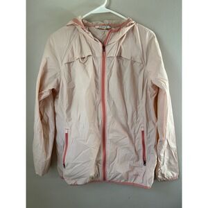 Orvis Womens Lightweight Hooded Windbreaker Jacket Pink Size M Utility Gorpcore